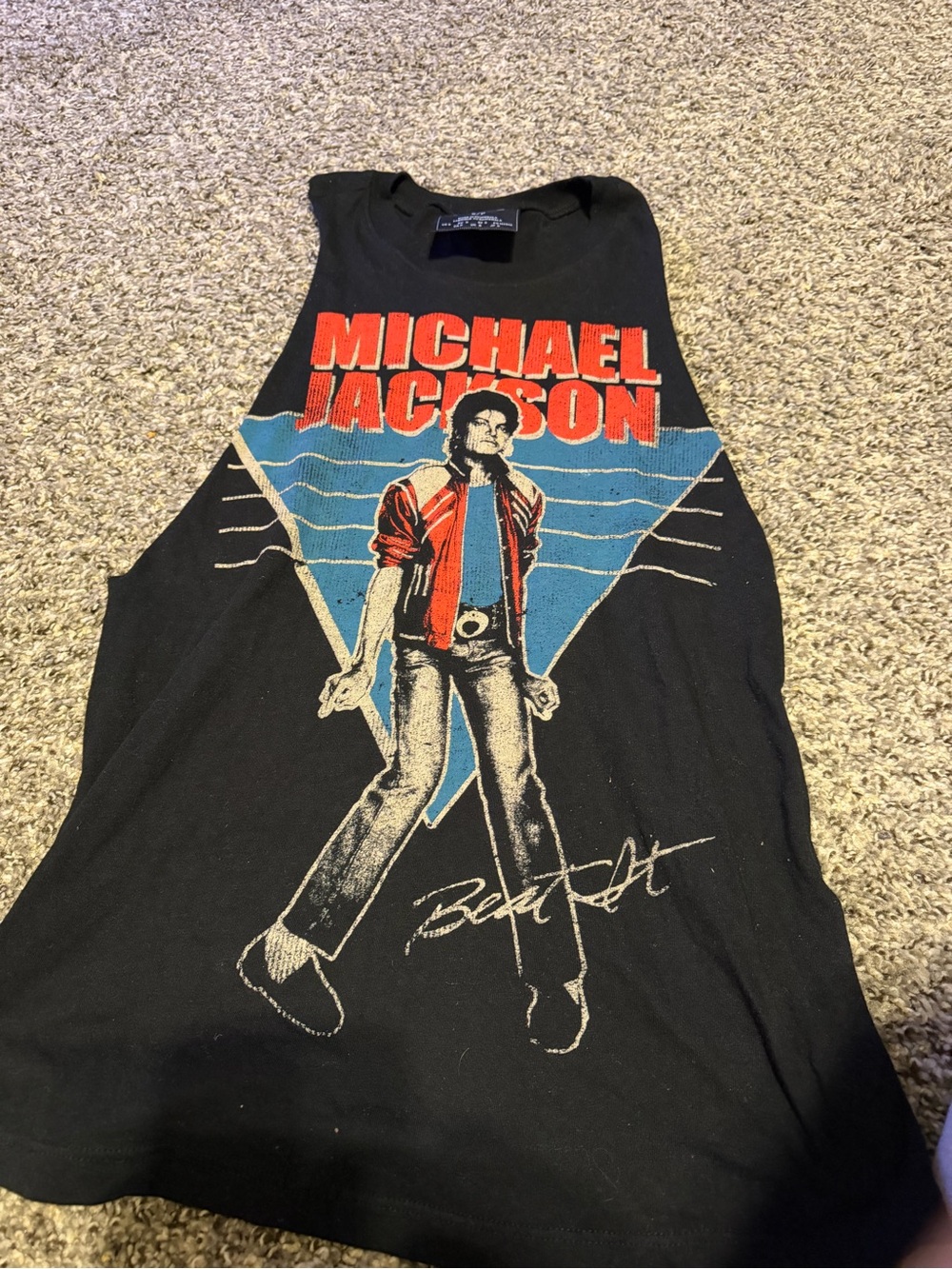 Bravado Michael Jackson Graphic Tank - Black with Red & Blue Print